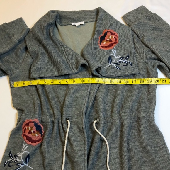 THML Embroidered Open Front Waterfall Jacket with Waist Cinch - Picture 15 of 16